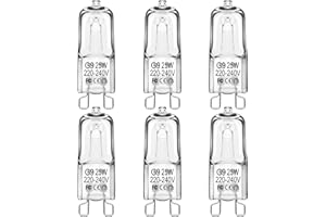 Flaspar G9 Halogen Leuchtmittel, Halogen 25W Warmweiß Dimmbar 230V 2800K Halogenlampen, G9 Kapsel Glühbirnen Nicht Flimmern, für Backofenlampe, Deckenleuchten, Leuchter, 6 Stück