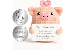 Tixlux Pocket Hug Glücksschweinchen, Kreative Strickwolle Minischwein Puppe und Kleine Umarmung Glücksbringer (Silber Ⅱ), MutmacherGeschenk, Gute Besserung, Einschulung Geschenk