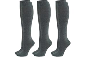 ShopMCR 3 Pairs Unisex Kids Boys Girls Back to School Socks Premium Knee High Cotton Rich Plain Daily Wear Children Socks