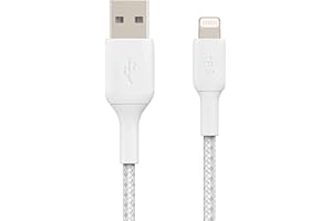 Belkin geflochtenes Lightning-Kabel (Boost Charge Lightning-/USB-Kabel für iPhone, iPad, AirPods) MFi-zertifiziertes iPhone-Ladekabel, geflochtenes Lightning-Kabel (1 m, Weiß)