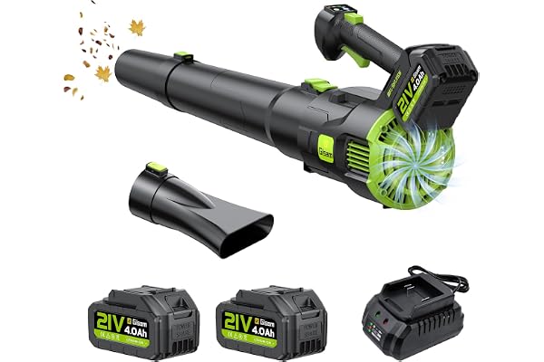 Souffleur Batterie, Gisam Souffleurs de Feuilles sans Balais avec 2x3.0Ah Batterie, 2 Vitesses+Turbo Mode Max 25000RPM, Leaf Blower Volume d'air 750m³/h pour Jardins Terrasse