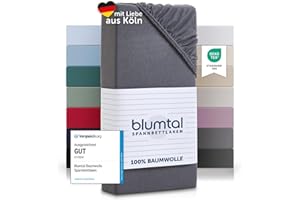 Blumtal Prześcieradło z Gumką Jersey 100% Bawełny, 140x200 cm, Szary - Na Materace do 25 cm, Certyfikat OEKO-TEX