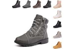 Hitmars Stivali Invernali Donna Stivaletti Neve Caldo Foderato Stivali Tacco Eleganti Antiscivolo Scarpe da Neve Donna Nero Grigio Marrone EU 36-43
