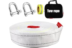 MEYAGOT Cuerda De Remolque para Coche,7 m 10T Eslinga Emergencia con 2 Ganchos,Bolsa Almacenamiento,Remolque Coche Eslinga,Cuerda Remolque Coche para Emergencias Todoterreno