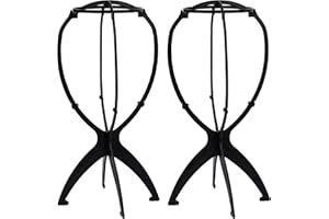 XCZYN Soporte de peluca portátil plegable cabeza de peluca para pelucas cortas exhibición soporte de peluca plegable secador de peluca viaje extensiones de pelo corto soportes (2 unidades) negro