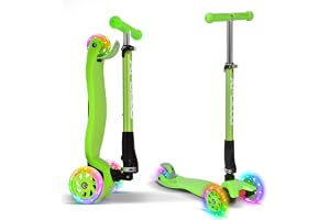 Apollo Kids Whiz Sparkcykel med LED, hopfällbar, för barn från 3 år, LED-hjul, passar pojkar och flickor i åldern 3-6 år, stabil sparkcykel som sörjer för en säker körupplevelse