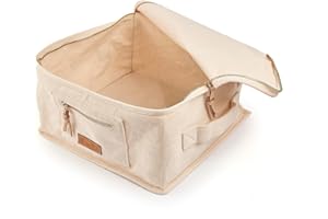 KnitIQ Qualitäts-Aufbewahrungstasche, 100% Gewebte Baumwolle, für 9 Spannmatten | Verstärkte Griffe und Nähte, Kräftiges Material, Hochwertige Messing-Reißverschlüsse – Natur Design