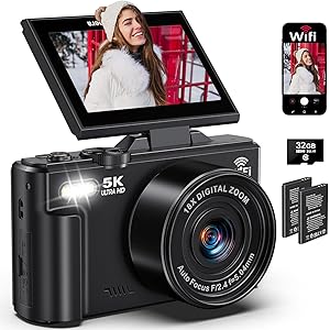 Digital Cameras for Photography - 5K 75MP Vlogging Camera for YouTube WiFi - UHD Autofocus Vlog Camera 3