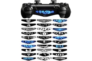 eXtremeRate 30 Pcs/Set Individualized Designs Custom Controller Skin for ps4, Reuseable Vinyl Lighttight Led Light Bar Decals for ps4 Slim Pro Controller