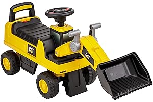 Baroni Toys Vehículo tobogán Excavadora correpasillos para niños de 1 a 3 años, con Licencia Caterpillar, bocina, vehículo Portador con Compartimento de Almacenamiento, antivuelco, 28x85x48cm