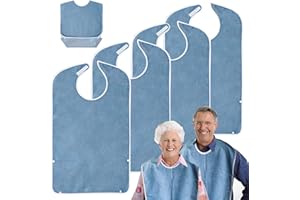 FONWUJIOT 4 Stück Lätzchen für Erwachsene, Latz für Senioren, Mehrweg Waschbar Verstellbare Wasserdichte Lätzchen, Erwachsenen Lätzchen mit Krümelfänger, Unisex Kleidungsschutz für Ältere Männer, Frauen