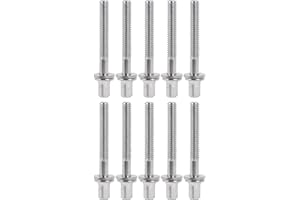 Yibuy 10 Pieces Drum Percussion Tension Rods Screw with Gaskets Silver 40x5mm(LxDia)