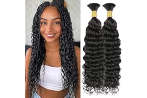 TNICE Tissage Bresilien Human Braiding Hair 16 16 Pouces Water wave Boho Braids Human Hair Bulk Hair Extensions No Weft Tissage Cheveux Humain Naturels Meches Bresiliennes Naturelles 100g 2Bundles/Pack