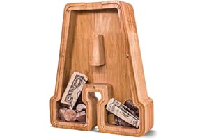 JOOMLAFLY Wooden Letter Piggy Bank for Kids - Personalized Initial Coin Bank for Boys and Girls - Perfect for Birthday and Festival