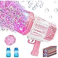 Deserthome Bubble Machine Guns, Bubble Guns with Light, Bubble Solution, 69 Holes Bubbles Machine for Kids Adults, Summer Toy Gift for Outdoor Indoor Birthday Wedding Party - Pink Bubble Makers