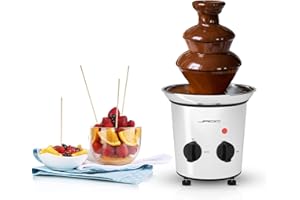 Jago® Fontana di Cioccolato 275 W - a 3 Piani, Capacità 1kg, Altezza 39 cm, in Acciaio Inossidabile, Lavabile in Lavastoviglie, Argento - Fonduta, Cascata di Cioccolato