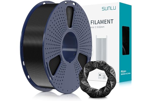 SUNLU Filamento PLA+ 1.75 mm, Filamento para impresora 3D PLA Plus 1KG，Mejora de la resistencia,Neatly Wound, Filamento de impresión 3d PLA+, Precisión dimensional +/- 0.02mm, Negro