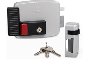 CISA - Serratura Elettrica da Applicare 111731501N7 - Elettroserratura CISA in Acciaio Verniciato con Chiave e Pulsante Interni - Funzione Fermo a Giorno - Entrata 50 Regolabile - Mano Destra