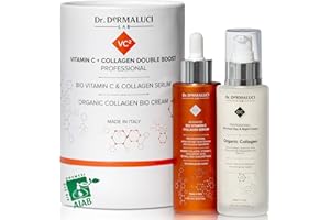 DR. DERMALUCI LAB Kit Anti-Edad BIO Dia & Noche | Rellena, Alisa, Ilumina, Antiarrugas | Serum Vitamina C & Crema Colageno | Hidratacion Profunda para Piel Seca/Madura | Nickel Tested, AIAB, Made in Italy 200ML