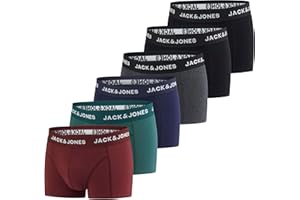 JACK & JONES Boxershorts Herren 6er Pack Basic Trunks Boxer Stretch Unterhosen Unterwäsche Retroshorts Set Baumwolle Schwarz Rot Grün Blau Grau S M L XL XXL 3XL 4XL 5XL 6XL 7XL 8XL