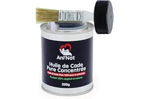 AniNat Huile de Cade Pure Concentrée 100% Naturelle - Pinceau APPLICATEUR vissé dans Le Bouchon - Soin des Pattes des Poules, Sabots Chevaux, Soles Ramollies, Dermite - Pot 200g