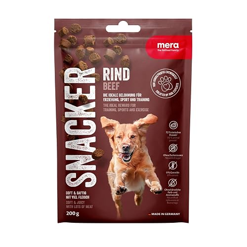 MERA Beef Snacker (1 x 200 g), Grain-Free, Soft Dog Treats for Training or Snack, Hearty Meaty Treats for All Dogs