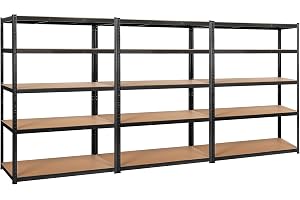 Yaheetech 3 x förvaringshyllor, källarhyllor, djup 60 cm, metallhylla, verkstadshylla, kraftig hylla, 875 kg, hyllsystem med 5 hyllor