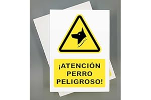 GOYAPRINT Cartel Perro Peligroso 18x25 cm Pack 2 ud Señal de Seguridad Industrial y Uso de EPI (Perro peligroso)
