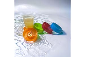 GMM Vaso plegable de 4 piezas con tapa plegable con pastillero, para escuela, camping, picnic, viajes, casa, oficina.
