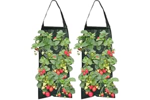 MisFun 2 Pezzi Vaso per Fragole, Appendere Sacco per Piantare, Borsa per Piantare con 8 Fori, Sacco per Piantare Patate, per Coltivazione Piantare Verdure Fiori Fragole a Casa Giardino Balcone