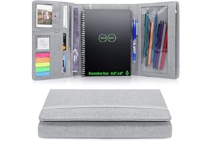Pulchrum Folio Cover Compatible with Rocketbook Executive Size 6"x8.8", Wave, Everlast Fusion, Panda, A5 Portfolio Organizer with Photos, Pen Loop, Waterproof Fabric, Ribbon bookmark (Gray)
