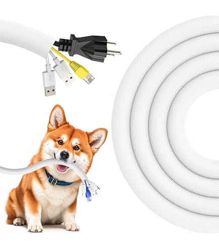 Gaine Câble AGPTEK 3m - Protection Anti-rongeurs Pour Chats/Chiens - Textile Auto-fermant Noir 13mm