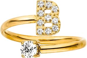 Purelei® Buchstaben Ring – Damenring aus langlebigem Edelstahl – Wasserfeste Ringe – Verstellbare Ringe von Größe 50 bis 60 – Modeschmuck für deinen individuellen Look