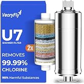 VeoryFly Elongated Shower Filter with 2 White Cartridges and Vitamin C | Removes 99% Chlorine, Lime and Heavy Metals, Improve