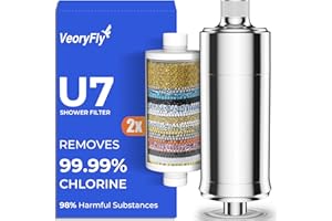 VeoryFly Filtro Ducha con Vitamina C y 2 Cartuchos，Elimina 99% Cloro, Cal y Metales Pesados – Revitaliza Cabello y Piel. Filtro Agua Ducha Antical para una Ducha Saludable.
