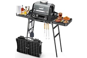 BBQMALL Outdoor Grill Stand for Ninja Woodfire Grill(OG701 OG850 OG951), Ninja Pizza Oven, Air fryer, 51in Large Space for Blackstone 17"/22" Griddle, Onni Pizza Oven, Adjustable Height (26"-34")