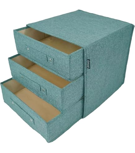 Organizer Per Cassetti In Tessuto - Contenitori Pieghevoli Con Maniglia, Grigio (1 Grande + 2 Piccoli) - Foto 7