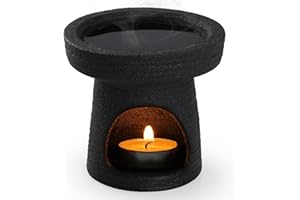 Bighan Wax Melt Burner Wax burner Ceramic Oil Burners Assorted Wax Warmer Aromatherapy Holder Candle Scented Diffuser Home Bedroom Decor -Black