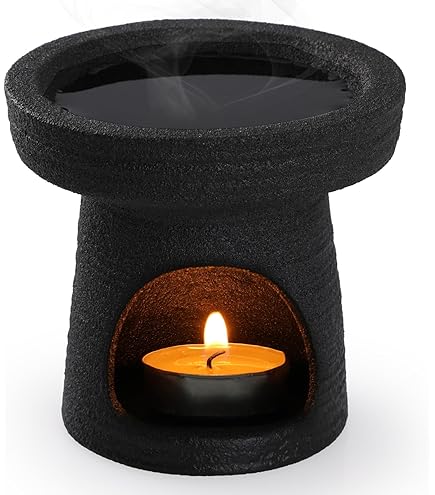 Warmself Handgemaakte grote capaciteit etherische olie brander wax smeltbranders, aromatherapie aroma brander keramische olie diffuser kaars theelicht houder thuis slaapkamer decor bruin Warmself Handgemaakte grote capaciteit etherische olie brander wax smeltbranders, aromatherapie aroma brander keramische olie diffuser kaars theelicht houder thuis slaapkamer decor bruin