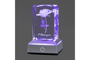 ‎YANFEYHA YANFEYHA 3D Rose Kristall Multicolor Nachtlicht,Ich liebe dich Deko Lampe,Perfekte Valentinstag Geschenkideen für Mein Freundin Ehefrau Mama,Weihnachtstag Jubiläum Geburtstagsgeschenke für sie