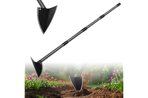 OLLIDOT Garden Hoe, 182 cm Triangle Hoe Garden TooL, Garden Hoe Heavy Duty with Sharp Blade for Weeding, Digging, Loosing Soil, Adjustable Length Metal Handle