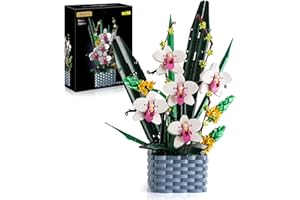 URGEAR Set di Blocchi per Orchidee - 1200 Pezzi Kit Bouquet di Costruzione di Fiori Artificiali, Decorazione della Casa e Ufficio, Idee Creativi per Piante Bonsai Regalo per Adulti e Bambini 14+