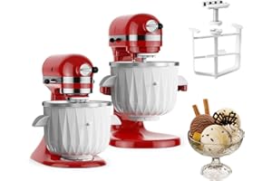 ‎TPGSING TPGSING Eismaschinen-Aufsatz für KitchenAid-Standmixer, kompatibel mit 4,5 Qt und größeren Stand- oder Kippmixern, 2 QT Frozen Yogurt Gelato & Sorbet-Eisschüssel für Kitchenaid Mixer-Aufsätze