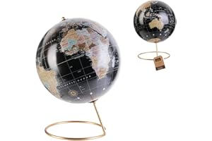 HOME DECO FACTORY Happy working - Globe terrestre décoratif, 21,5 x 29 cm, Design original et créatif noir CMMO1314
