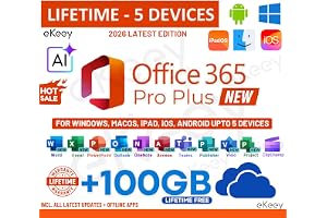 MS Productivity Suite 365 Professional Plus Edition | Latest 2026 Release | (5 Devices, Lifetime Validity) for Win, iOS, macOS, iPADOS, Android | 100GB Cloud Storage for lifetime | Regular Updates with Unlimited Reinstallations