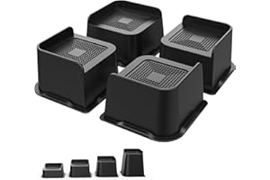 USION Bed Risers 3 Inch Heavy Duty,4.6"*4.6" Wide Opening Furniture Risers 4 Pack,L-Shaped Oversized Bed Lifts Risers Support up to 5000 LBS for Sofa,Bed Frame,Tables,Couches,Black