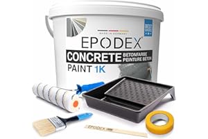EPODEX® 1K CONCRETE PAINT | Vernice per calcestruzzo garage | Colore pietra | + set di accessori | 45 colori grigio bianco colorato | pareti e pavimenti in cemento, cemento e legno | resistente
