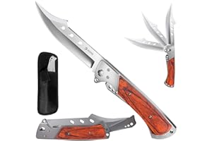 ‎NEDFOSS NEDFOSS FA50 Scharfes Klappmesser, 14cm Taschenmesser mit Rosenholz Griff, Langes Zweihandmesser aus 440c Stahl, Legale mitführbares, Großes Jagdmesser für Sammlung & Geschenke & Wandern