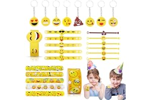 JOYUE 28 Emoji Set, Emoji Porte-clés Emoji Bracelet, Emoji Bracelets Slap pour Décorations Enfants Cadeau de Fête Noël Party, Soirée, Anniversaire, Cadeau de Pâques