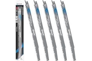 EZARC Hojas de sierra de sable para madera de 5 piezas, accesorios de sierra de sable, R1231GS para cortes rápidos 300 mm 5TPI (5 piezas)